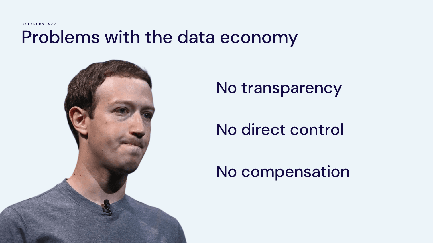 Slide from our pitch deck featuring Mark Zuckerberg