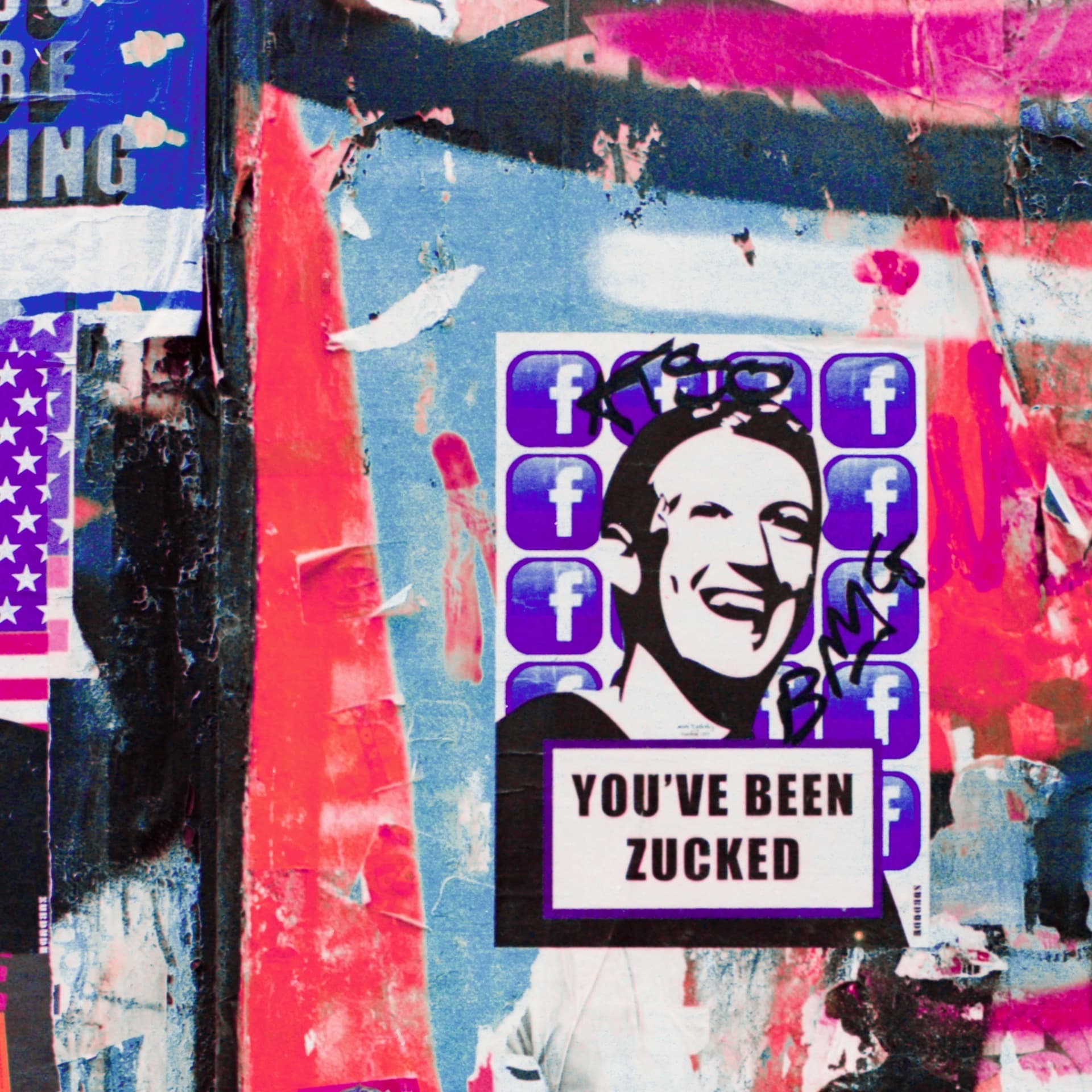 Mark Zuckerberg plakatas su užrašu You've been Zucked
